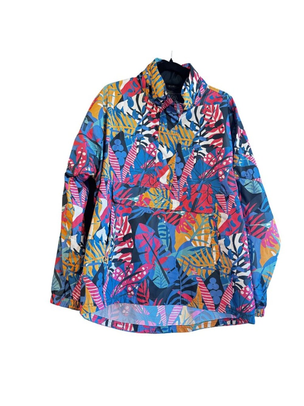 Lauren James Colorful Leaf Print Anorak Jacket Large Lightweight Rain Layer